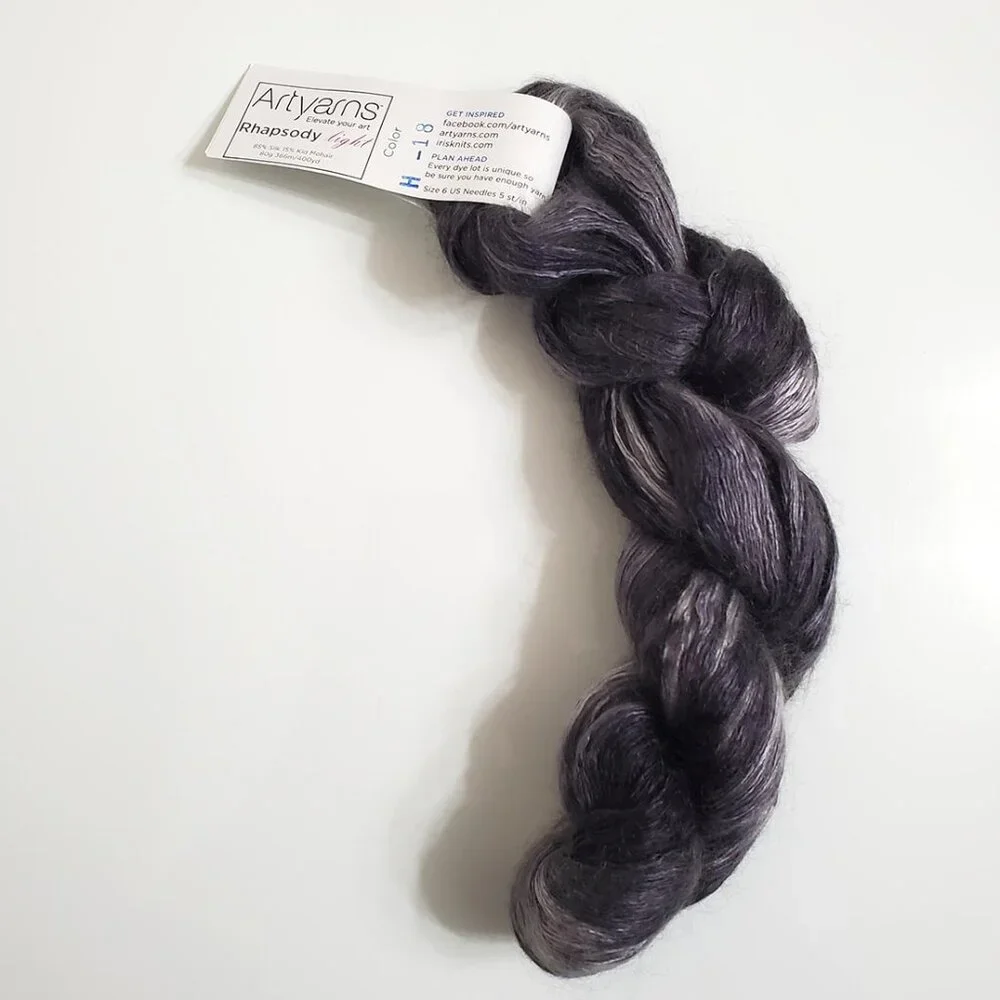 Artyarns Rhapsody Light Yarn H-18 74g 366m Silk Kid Mohair Cityscape Gray